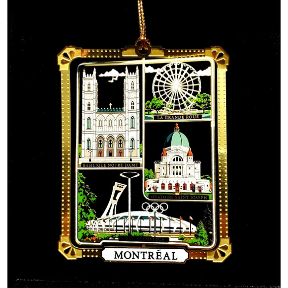 Montreal Canada Ornament City Landmarks Color Brass Notre Dame Olympic Stadium - Picture 1 of 6